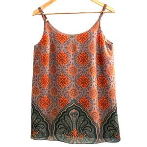 CAbi Lined Camisole Top Tank Lined Paisley Mosaic 3082 S Boho Festival Indian